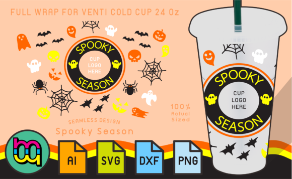 24oz Cold Cup Full Wrap Spooky Season