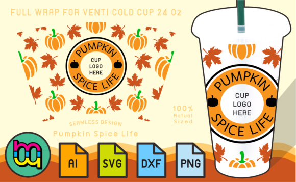 24oz Cold Cup Wrap Pumpkin Spice Life