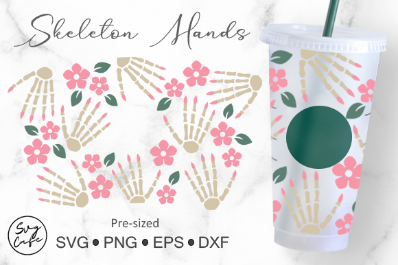 24oz Venti Cold Cup Skeleton Hands