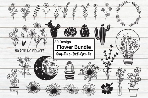 30 Flower SVG Bundle: Wildflower