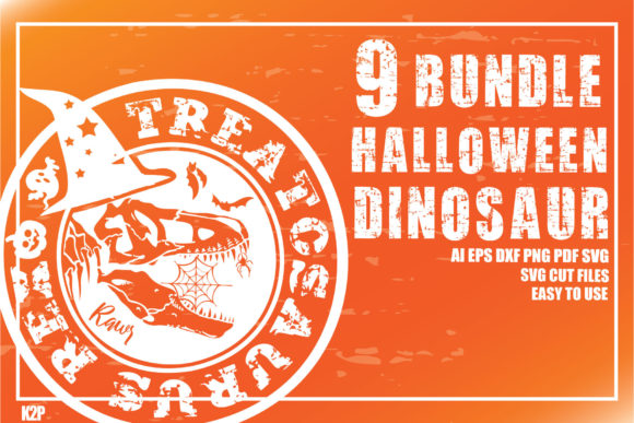 9 Halloween Dinosaur Bundle SVG