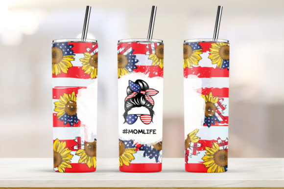 American Sunflower Mom Life Tumbler
