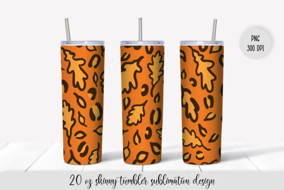Autumn Oak Leaves Leopard Tumbler Wrap