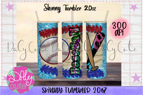 Baseball Tumbler PNG, 20oz Skinny Tumbler