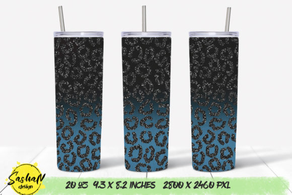 Blue Tumbler, Leopard Glitter Tumbler