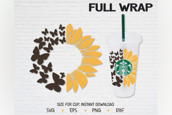 Butterfly Sunflower Ring for Venti Cold Cup