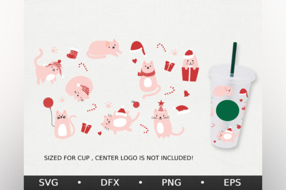 Christmas Cat, Venti Cold Cup 24 Oz