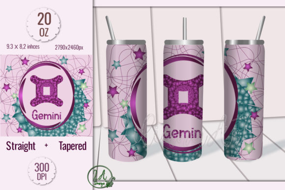 Gemini. Skinny Tumbler Wrap Design