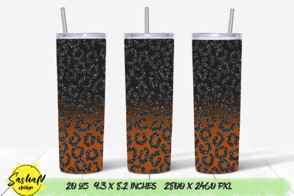 Orange Leopard Tumbler, Glitter Tumbler