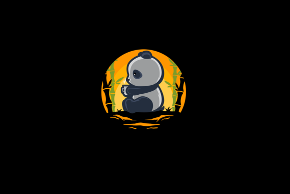 Panda Holding Coffee Cup in Bamboo Forest