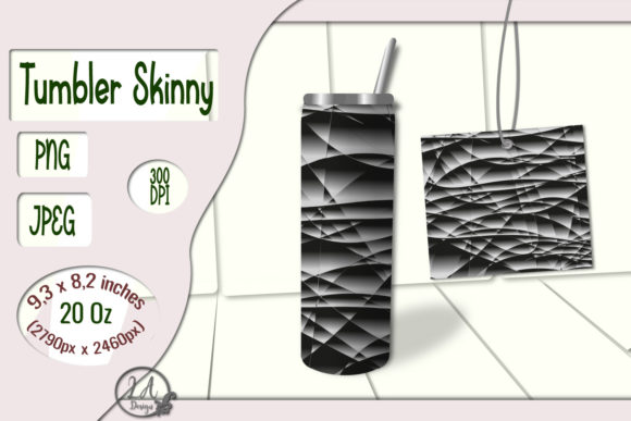 Skinny Tumbler-Black-White 01 20 OZ