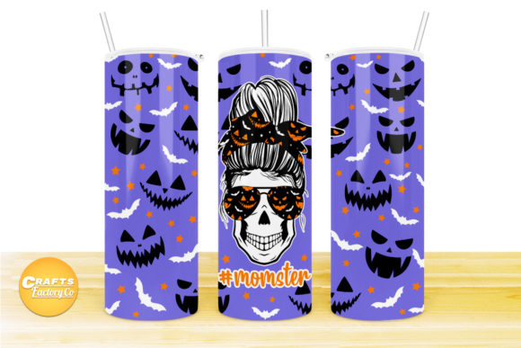 Skinny Tumbler Halloween Momster Skull