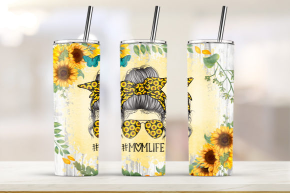 Sunflower Mom Life Skinny Tumbler