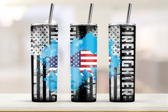 USA Flag Watercolor 20oz Skinny Tumbler