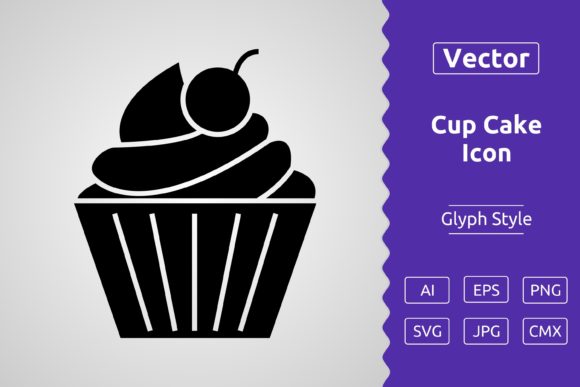 Vector Cup Cake Glyph Icon